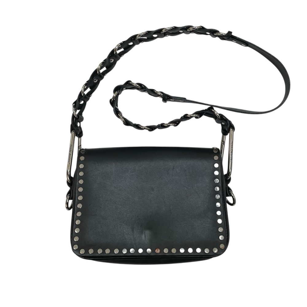 Isabel Marant Black Leather Calibar Silver Studded Crossbody Bag